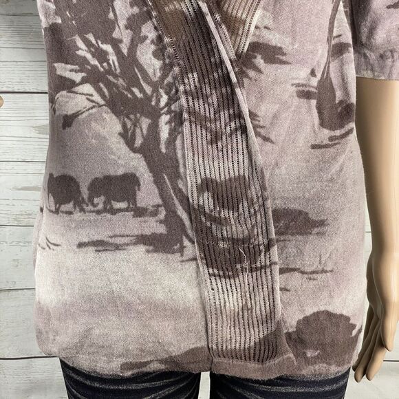 Chico's Size 1 Cardigan African Savanna Elephant Print - Picture 8 of 12